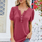 Frill Notched Short Sleeve Blouse