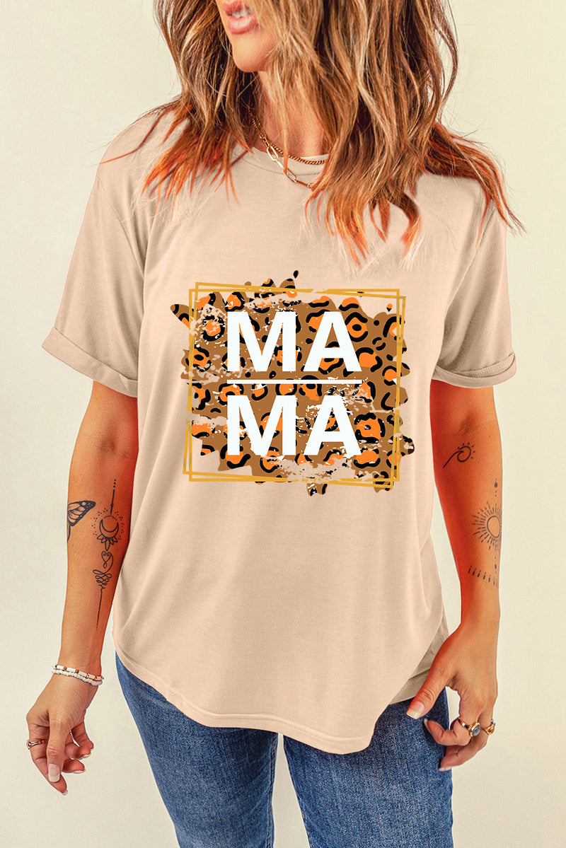 MAMA Round Neck Short Sleeve T-Shirt