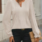 Notched Flounce Sleeve Blouse