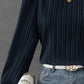 Textured Round Neck Long Sleeve Blouse