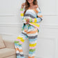 Striped Round Neck Long Sleeve Top and Drawstring Pants Lounge Set