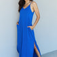 Ninexis Good Energy Full Size Cami Side Slit Maxi Dress in Royal Blue