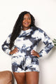 Tie-Dye Round Neck Top and Shorts Lounge Set Dark Gray