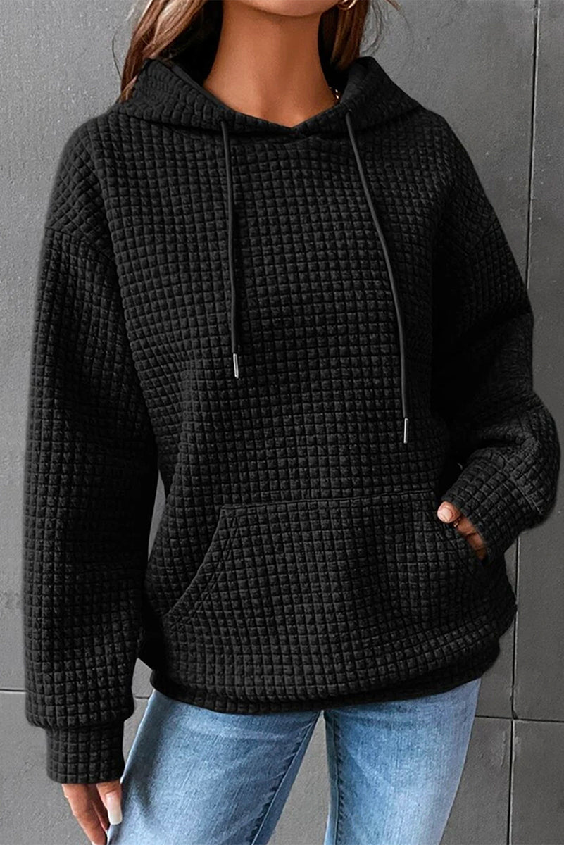 Dropped Shoulder Pocketed Hoodie Black