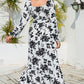 Floral Print V-Neck Long Sleeve Maxi Dress