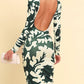 Printed Backless Long Sleeve Maxi Dress