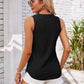 Eyelet Decorative Button V-Neck Tank