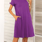 Round Neck Flounce Sleeve Dress with Pockets