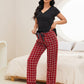 V-Neck Short Sleeve Top and Pants Lounge Set