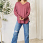 Culture Code Full Size V-Neck Exposed Seam Long Sleeve Blouse