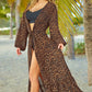 Leopard Open Front Long Sleeve Cover Up