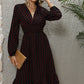 V-Neck Long Sleeve Ruffle Hem Dress