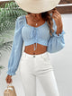 Honey Raglan Sleeve Cropped Blouse Pastel Blue