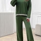 Round Neck Dropped Shoulder Top and Pants Sweater Set