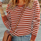 Striped Long Sleeve Round Neck Top