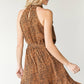 First Love Full Size Leopard Belted Sleeveless Dress