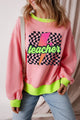 Graphic Round Neck Long Sleeve Sweatshirt Blush Pink