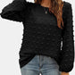 Swiss Dot Round Neck Long Sleeve Blouse