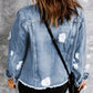 Distressed Raw Hem Denim Jacket