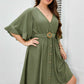 Plus Size Surplice Neck Half Sleeve Dress