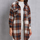 MeiMei Plaid Button Up Dropped Shoulder Coat with Pockets