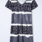 Leopard Color Block V-Neck Short Sleeve Dress