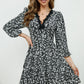 Printed Plunge Neck Flounce Sleeve Mini Dress