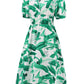 Ruched Printed Surplice Short Sleeve Dress