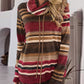 Striped Drawstring Cowl Neck Sweatshirt