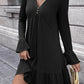 V-Neck Flounce Sleeve Ruffle Hem Mini Dress