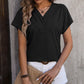 Mandy Textured Surplice Short Sleeve Blouse