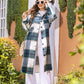 MeiMei Plaid Button Up Dropped Shoulder Coat