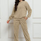 Corduroy Round Neck Sweatshirt and Sweatpants Set