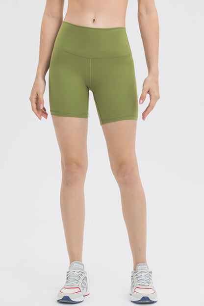 High Waist Training Shorts Green