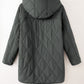 Snap Down Long Sleeve Quilted Winter Coat