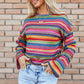 Contrast Round Neck Long Sleeve Top