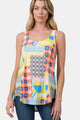 Zenana Printed Round Neck Curved Hem Tank ORANGE