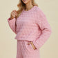 Double Take Full Size Texture Round Neck Long Sleeve Top and Shorts Set