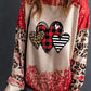 Heart Leopard Round Neck Sweatshirt