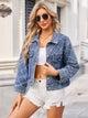 Pearl Trim Long Sleeve Denim Jacket Dusty Blue